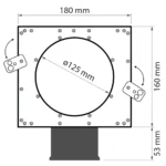 Rysunek techniczny hybrydowej skrzynki rozprężnej, kątowej Air Green Pro z jednym króćcem 75mm