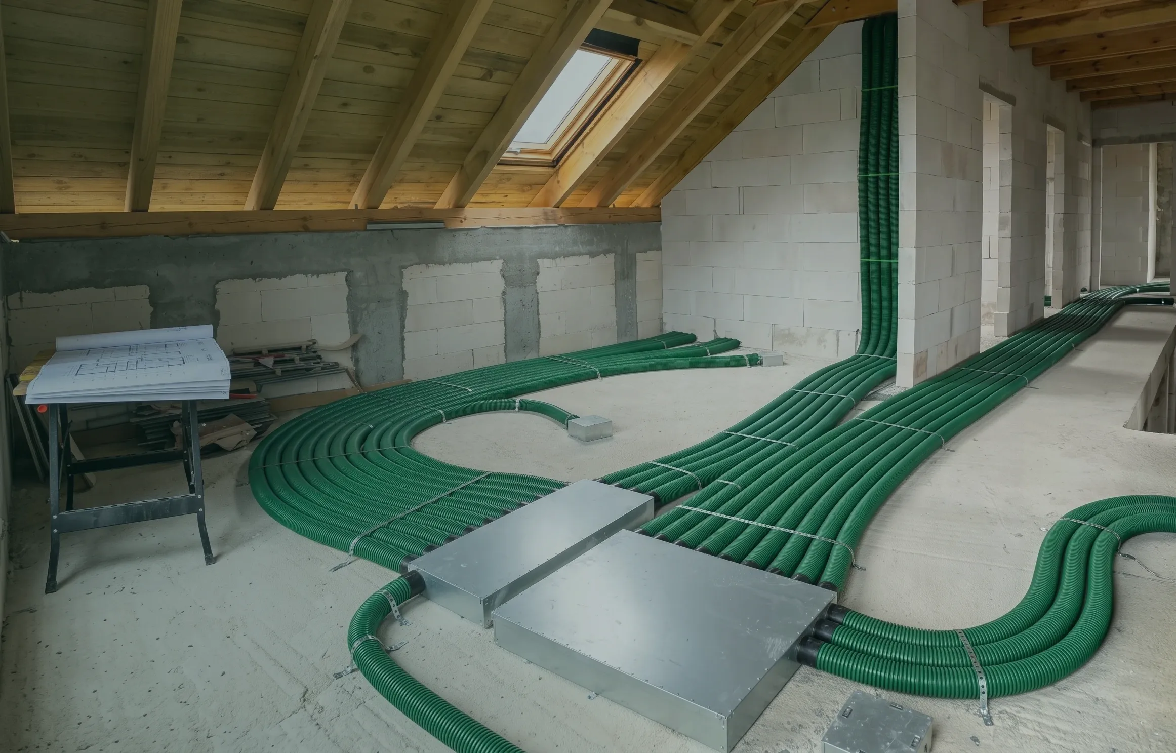 Instalacja rekuperacji Air Green Pro - rozprowadzenie kanałów wentylacyjnych
